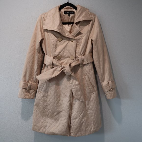 Blanc Noir Trench Coat Womens Quilted Double Breasted Button Down Jacket S - Picture 3 of 16